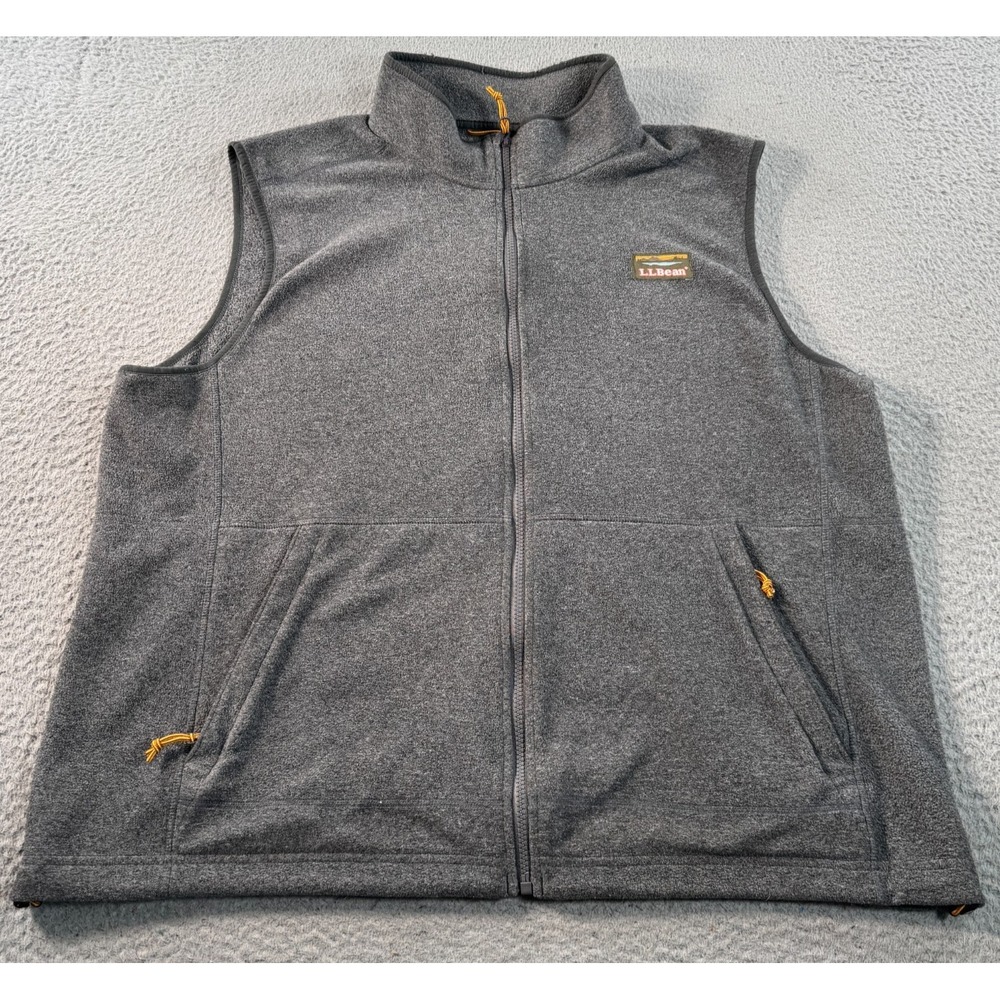 L.L.Bean Mountain Classic Fleece Vest Men's 2XL Gray Polyester Full-Zip Hiking